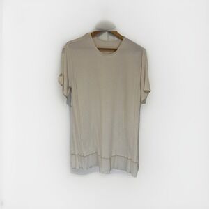 Vtg Nooshin Femme Layered Tunic Top Short Sleeve Asymmetrical Hem Casual L